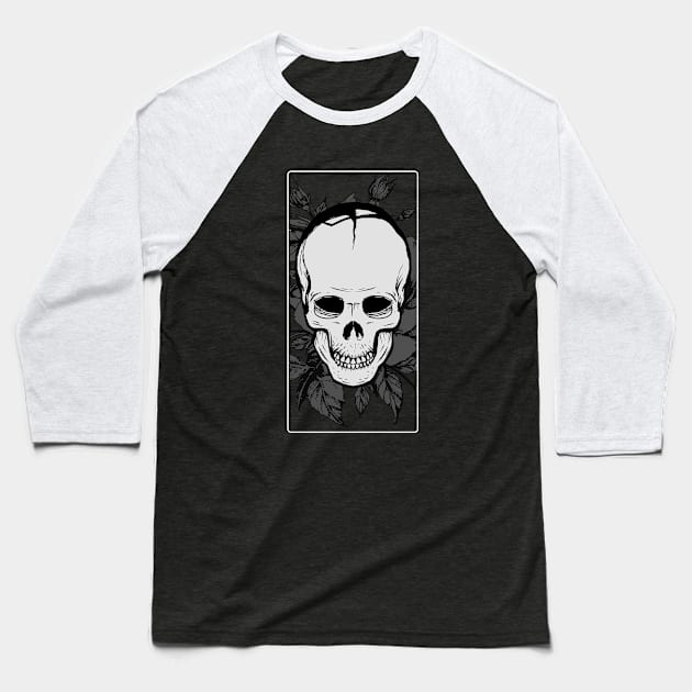 Skull Face Baseball T-Shirt by DeathAnarchy